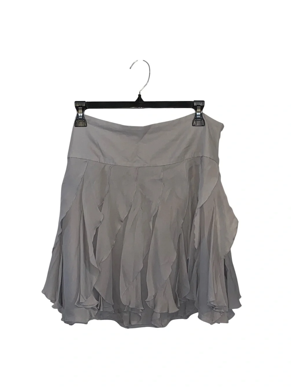 Vintage y2k INC Asymmetrical Ruffled Silk Skirt light gray Fairy core soft girl